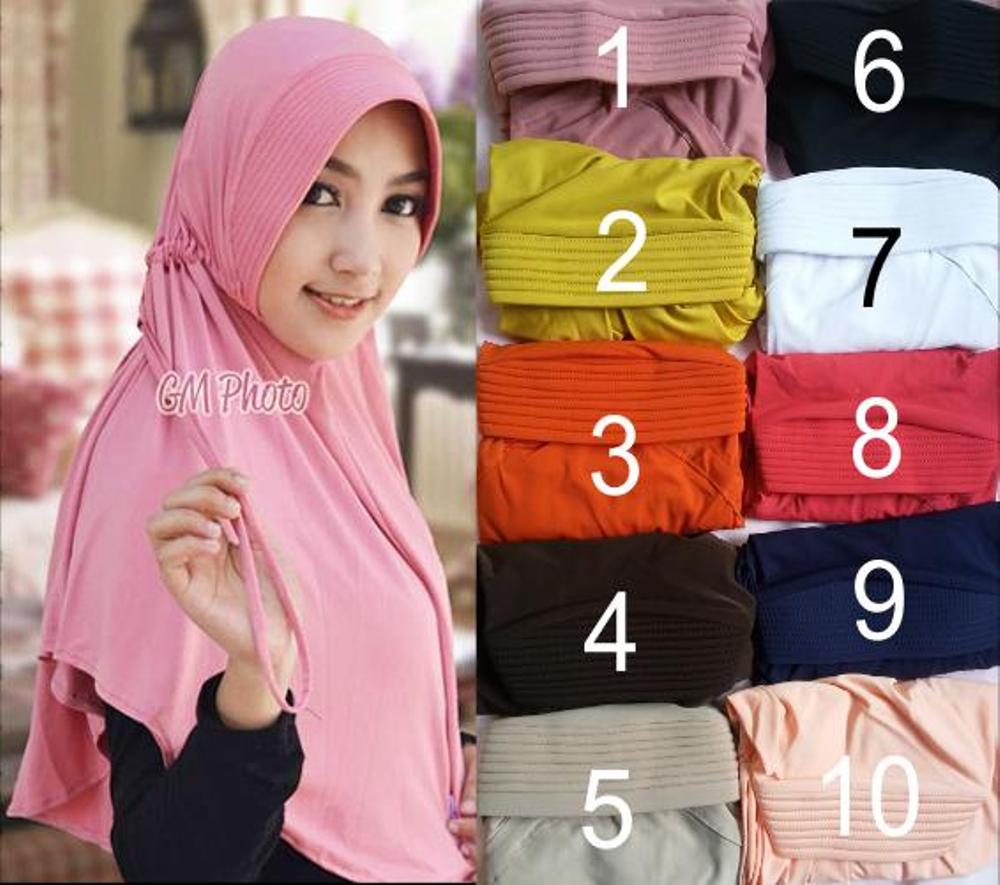 Jilbab Kerudung  Hijab Khimar Instan  Serut Polos  Buah 